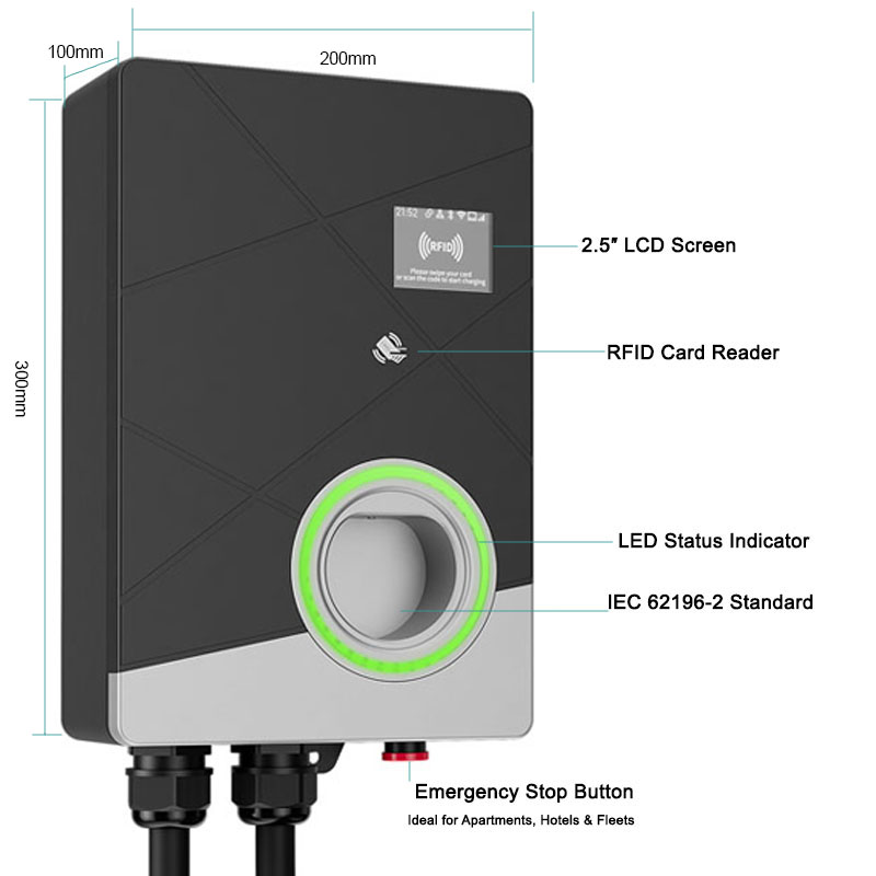 3-Phasen 22kW Smart EV-Ladesta – 22Kw Wallbox Type 2 Ocpp Rfid Bewertung und Preis