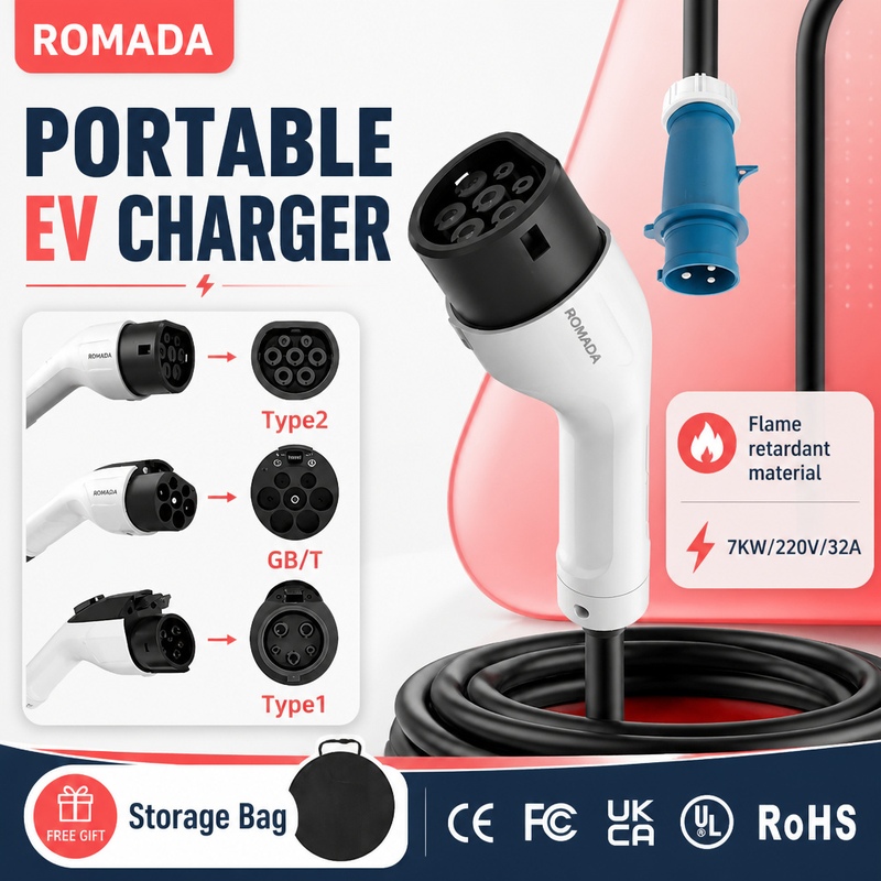 7KW ROMADA Elektrofahrzeug-Lad – Portable Ev Charger 32A Type 2 Cee Plug Bewertung und Preis
